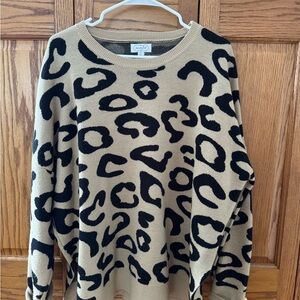Mud Pie Leopard Print Sweater - Black and Tan